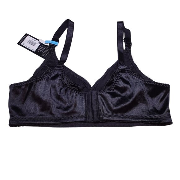 NWT Bali Double Support Wireless Bra Sz 40C Black Full Coverage Satin DF3820 - Picture 3 of 6